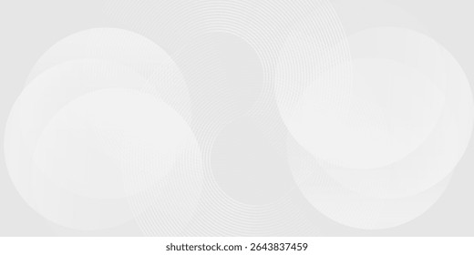 Líneas geométricas brillantes blancas Abstractas sobre fondo gris. Moderno patrón de líneas de mezcla de círculo azul brillante. Tecnología futurista arte bueno simple agradable 