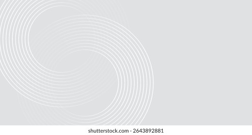 Abstract white glowing geometric lines on gray background. Modern shiny blue circle lines pattern. Futuristic technology concept. Suit for cover, poster,