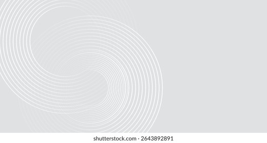 Abstract white glowing geometric lines on gray background. Modern shiny blue circle lines pattern. Futuristic technology concept. Suit for cover, poster,