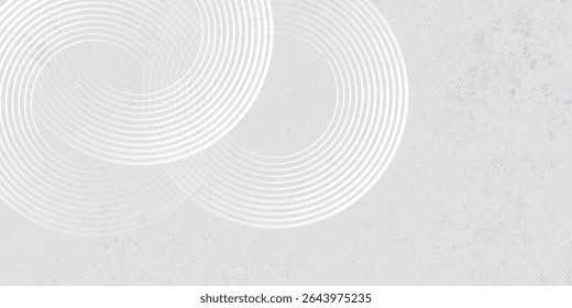 Líneas geométricas brillantes blancas Abstractas sobre fondo gris. Moderno patrón de líneas de círculo azul brillante. Concepto de tecnología futurista. Traje para la cubierta, cartel,