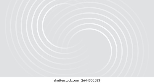 Abstract white glowing geometric lines on gray background. Modern shiny blue circle lines pattern. Futuristic technology concept. Suit for cover, poster,