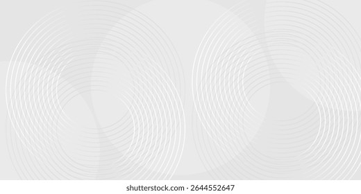 Líneas geométricas brillantes blancas Abstractas sobre fondo gris. Moderno patrón de líneas de círculo azul brillante. Concepto de tecnología futurista. Traje para la cubierta, cartel, Anuncio, folleto, cabecera, Vector del Sitio web
