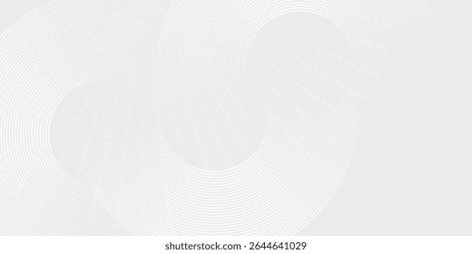 Líneas geométricas brillantes blancas Abstractas sobre fondo gris. Moderno patrón de líneas de círculo azul brillante. Concepto de tecnología futurista. Traje para la cubierta, cartel,