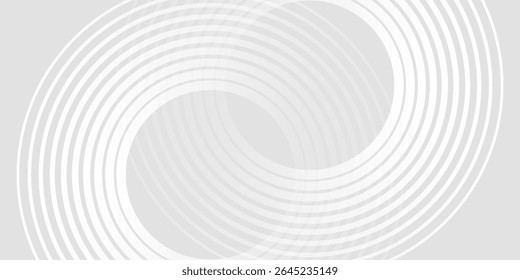Abstract white glowing geometric lines on gray background. Modern shiny blue circle lines pattern. Futuristic technology concept. Suit for cover, poster,
