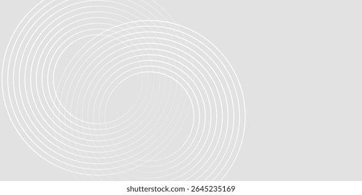 Abstract white glowing geometric lines on gray background. Modern shiny blue circle lines pattern.