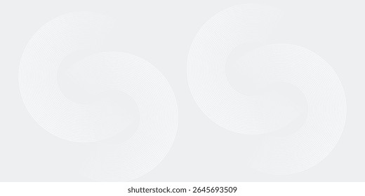 Abstract white glowing geometric lines on gray background. Modern shiny blue circle lines pattern. Futuristic technology concept. Suit for cover, poster, banner, brochure, header, website vector