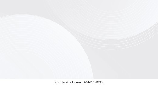 Abstract white glowing geometric lines on gray background. Modern shiny blue circle simple art design