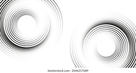 Abstract white glowing geometric lines on gray background. Modern shiny blue circle lines pattern. Futuristic technology concept. Suit for cover, poster