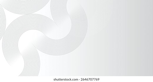 Abstract white glowing geometric lines on gray background. Modern shiny blue circle lines art modern