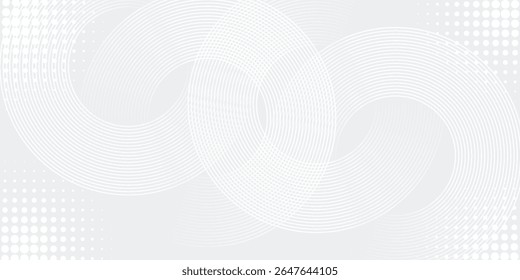 Abstract white glowing geometric lines on gray background. Modern shiny blue circle lines pattern. Futuristic technology concept. Suit for cover, poster modern
