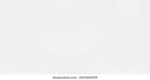 Líneas geométricas brillantes blancas Abstractas sobre fondo gris. Moderno patrón de líneas de círculo azul brillante. Concepto de tecnología futurista. Traje para la cubierta, cartel eps10