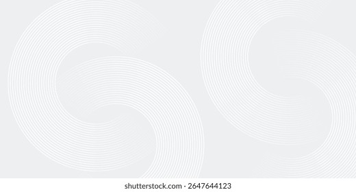 Abstract white glowing geometric lines on gray background. Modern shiny blue circle lines pattern. Futuristic technology concept. Suit for cover, poster modern