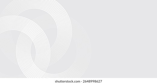 Abstract white glowing geometric lines on gray background. Modern shiny blue circle lines pattern. Futuristic technology concept. Suit for cover, poster,