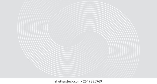 Abstract white glowing geometric lines on gray background. Modern shiny blue circle lines pattern. Futuristic technology concept. Suit for cover, poster,