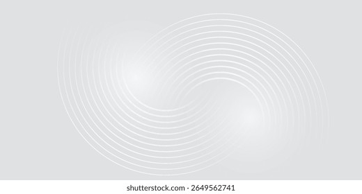 Líneas geométricas brillantes blancas Abstractas sobre fondo gris. Moderno patrón de líneas de círculo azul brillante. Concepto de tecnología futurista. Traje para la cubierta, cartel,