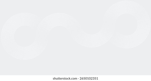 Abstract white glowing geometric lines on gray background. Modern shiny blue circle lines pattern. Futuristic technology concept. vector in poster, website, pattern