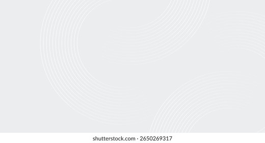 Abstract white glowing geometric lines on gray background. Modern shiny blue circle lines pattern. Futuristic technology concept. Suit for cover
