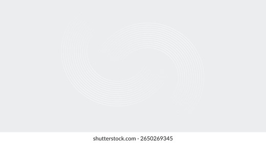 Abstract white glowing geometric lines on gray background. Modern shiny blue circle lines pattern. Futuristic technology concept. Suit for cover
