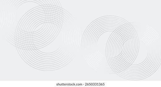 Abstract white glowing geometric lines on gray background. Modern shiny blue circle lines pattern. 