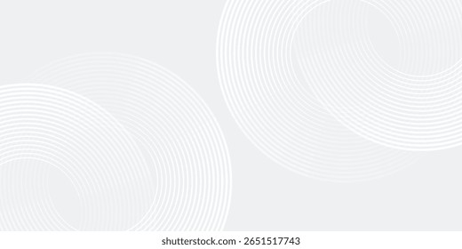 Líneas geométricas brillantes blancas Abstractas sobre fondo gris. Moderno patrón de líneas de círculo azul brillante. Concepto de tecnología futurista artes modernas