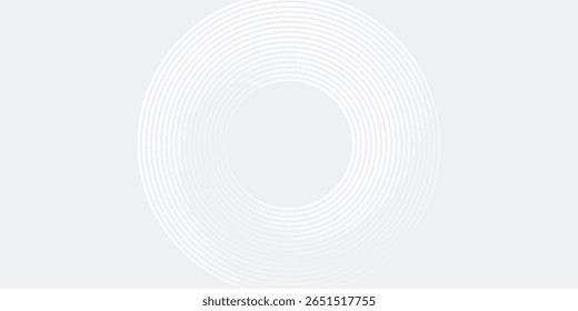 Líneas geométricas brillantes blancas Abstractas sobre fondo gris. Moderno patrón de líneas de círculo azul brillante. Concepto de tecnología futurista artes modernas