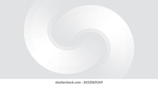 Abstract white glowing geometric lines on gray background. Modern shiny blue circle lines pattern. Futuristic technology concep