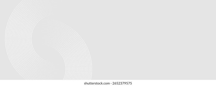 Líneas geométricas brillantes blancas Abstractas sobre fondo gris. Moderno patrón de líneas de círculo azul brillante. Concepto de tecnología futurista. Traje para la cubierta, cartel, Anuncio, eps 10