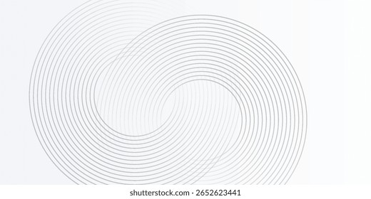 Abstrakte, weiß leuchtende geometrische Linien auf grauem Hintergrund. Moderne glänzende blaue Kreislinien Muster. Futuristische Technologie Konzept schöne Kunst Licht modern einfach  