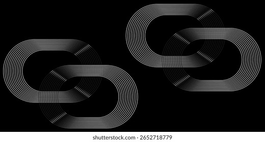 Linhas geométricas brilhantes em branco abstrato sobre fundo preto. Pode ser usado para landing page, capas de livros, folhetos, folhetos, revistas, quaisquer marcas, banners, cabeçalhos, apresentações e papel de parede .