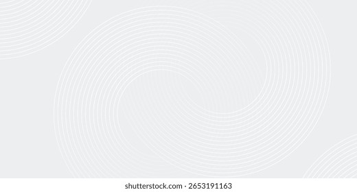 Abstract white glowing geometric lines on gray background. Modern shiny blue circle lines pattern. Futuristic technology concept. Suit for cover, poster, banner, brochure, header, website vector