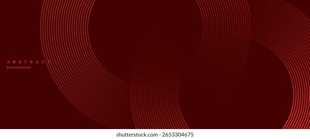 Abstract white glowing geometric lines on red background. Modern shiny yellow circle lines pattern. Futuristic technology concept. 
