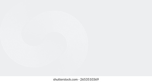 Abstract white glowing geometric lines on gray background. Modern shiny blue circle lines pattern. Futuristic technology concept. Suit for cover, poster, banner, brochure, header,