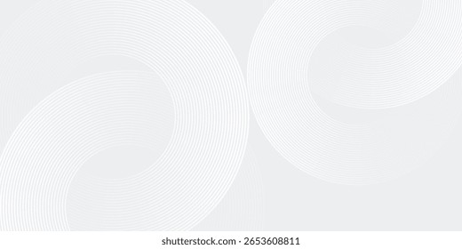 Abstract white glowing geometric lines on gray background. Modern shiny blue circle lines pattern. Futuristic technology concept. Suit for cover, poster, banner, brochure, header, website vector