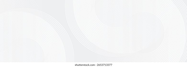 Abstract white glowing geometric lines on gray background. Modern shiny blue circle lines pattern.