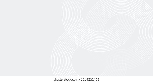 Líneas geométricas brillantes blancas Abstractas sobre fondo gris. Moderno patrón de líneas de círculo azul brillante. Concepto de tecnología futurista. Traje para la cubierta, cartel, Anuncio, folleto, cabecera, Vector del Sitio web