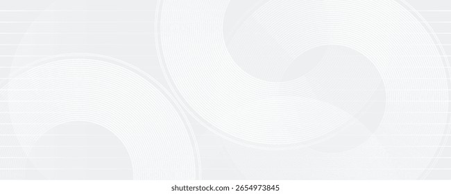 Abstract white glowing geometric lines on gray background. Modern shiny blue circle lines pattern. Futuristic technology concept. modern