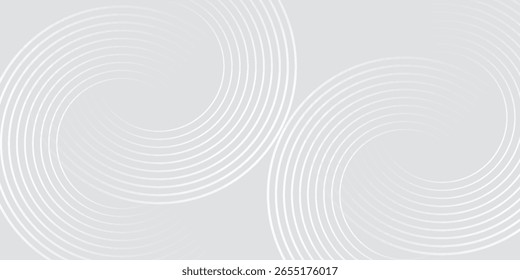 Abstract white glowing geometric lines on gray background. Modern shiny blue circle lines pattern. Futuristic technology concept
