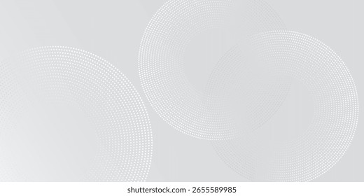 Abstract white glowing geometric lines on gray background. Modern shiny blue circle lines pattern. Futuristic technology concept. Suit for cover, eps10