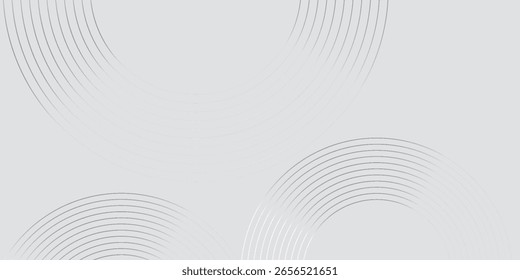 Líneas geométricas brillantes blancas Abstractas sobre fondo gris. Moderno patrón de líneas de círculo azul brillante. Concepto de tecnología futurista. Traje para la cubierta, cartel,