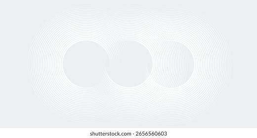 Linhas geométricas brilhantes em branco abstrato sobre fundo cinza. Padrão moderno de linhas de círculo azul brilhante. Conceito de tecnologia futurista.