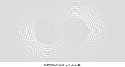 Líneas geométricas brillantes blancas Abstractas sobre fondo gris. Moderno patrón de líneas de círculo azul brillante. Concepto de tecnología futurista. Traje para la cubierta, cartel,