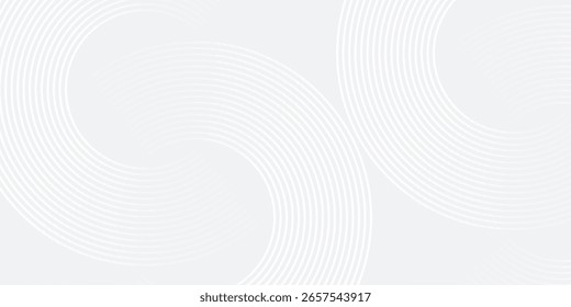 Líneas geométricas brillantes blancas Abstractas sobre fondo gris. Moderno patrón de líneas de círculo azul brillante. Concepto de tecnología futurista. Traje para la cubierta, cartel, Anuncio, folleto, cabecera, Vector del Sitio web