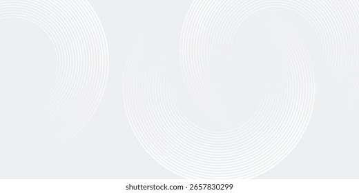 Abstract white glowing geometric lines on gray background. Modern shiny blue circle lines pattern. Futuristic technology concept. Suit for cover, poster, banner, brochure, header, website