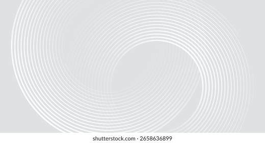 Abstract white glowing geometric lines on gray background. Modern shiny blue circle lines pattern. Futuristic technology concept. Suit for cover, poster,