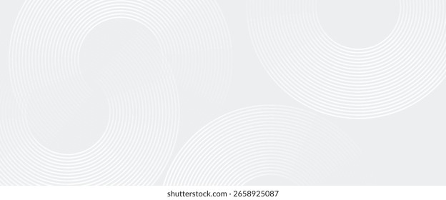 Abstrakte, weiß leuchtende geometrische Linien auf grauem Hintergrund. Moderne glänzende blaue Kreislinien Muster. Futuristisches Technologiekonzept. Vektorgrafik