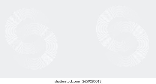 Abstract white glowing geometric lines on gray background. Modern shiny blue circle lines pattern. Futuristic technology concept. Suit for cover