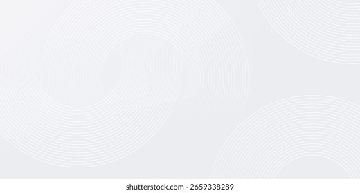 Líneas geométricas brillantes blancas Abstractas sobre fondo gris. Moderno patrón de líneas de círculo azul brillante. Concepto de tecnología futurista. Traje para la cubierta, cartel, Anuncio, folleto, cabecera, Vector del Sitio web