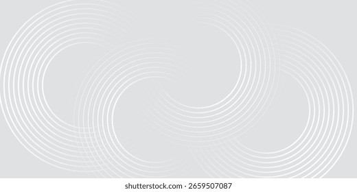 Abstract white glowing geometric lines on gray background. Modern shiny blue circle lines pattern. Futuristic technology concept. Suit for cover, poster,
