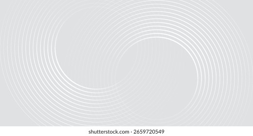 Abstract white glowing geometric lines on gray background. Modern shiny blue circle lines pattern. Futuristic technology concept. Suit for cover, poster,