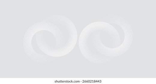 Abstract white glowing geometric lines on gray background. Modern shiny blue circle lines pattern. Futuristic technology concept. eps 10